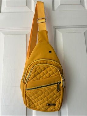 Yellow/Gold Quilted Crossbody Sling Bag